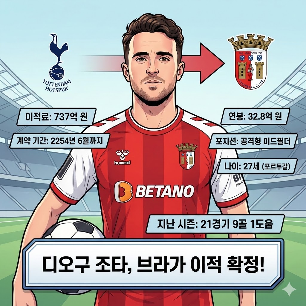 [속보] 토트넘 조타, 737억에 브라가 충격 이적!